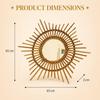 Eco Decx Handcrafted Rattan Sunburst Wall Mirror, Boho Round Cane Hanging Mirror for Bedroom, Bathroom & Living Room Decor, 65  x  2  x  65 cm