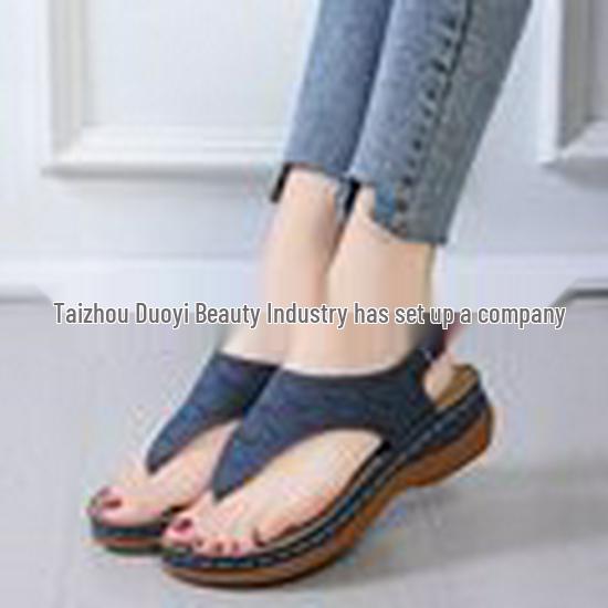 New 2021 Women's Large Size European & American Solid Color Embroidered Thong Flat Sandals, Size 43 Available