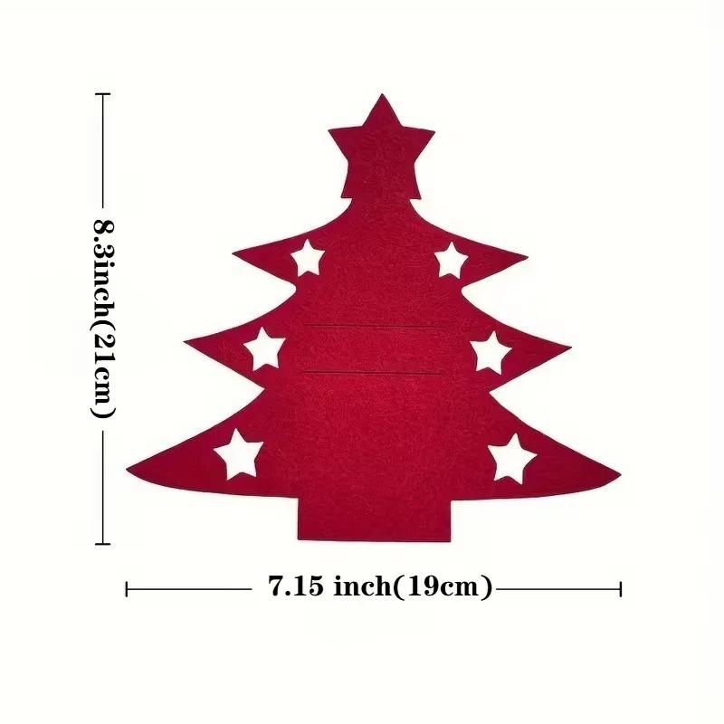 Felt Knife Fork Holder Christmas TablewarePouch Christmas Tree SpoonFork CutlerBag for Holiday Dining Table MatsCoasters Decor