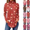 Tee Shirts For Women Fall Casual Long Sleeve Shirts Sweatshirt Vintage Printed High Neck Top Pullover