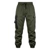 Men Drawstring Elastic Waist Jogger Cargo Pants, Multi Pockets Ribbon Decor Tapered Ankle Cuffs Casual Streetwear Utility Trousers Outdoor Daily Wear
