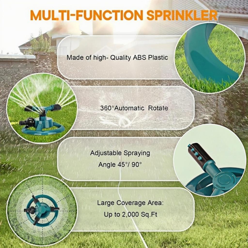 Lawn Sprinkler Automatic Garden Water Sprinklers Irrigation System Large Area Coverage Rotation 360° Watering Irrigation Supply