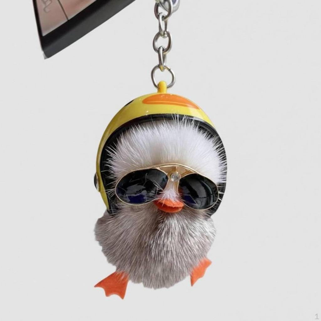 Helmet Duck Key Holder Adorable Design Yellow Keychain Bright Colors Soft Duckling for