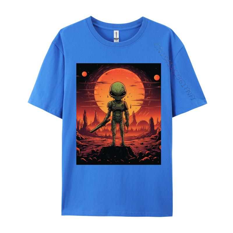 Printing Tops Tees Alien In Armor Tshirts 100 Cotton Fabric Student T Shirt Casual Tops Tees Clothing