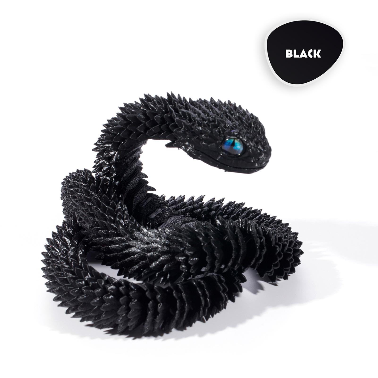 

3D Printed Animals Snake Toys Magic 3D Printed Animals Flexible Snake Fidget Toy Desktop Pet Articulated Snake Collectibles чорний