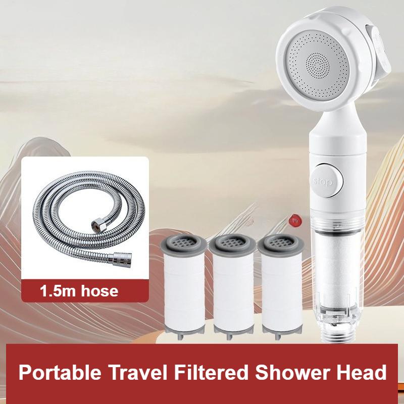 Portable Travel Filtered Shower Head 3 Modes Universal Shower Spray Shower Accessory Household Handheld Shower Nozzle