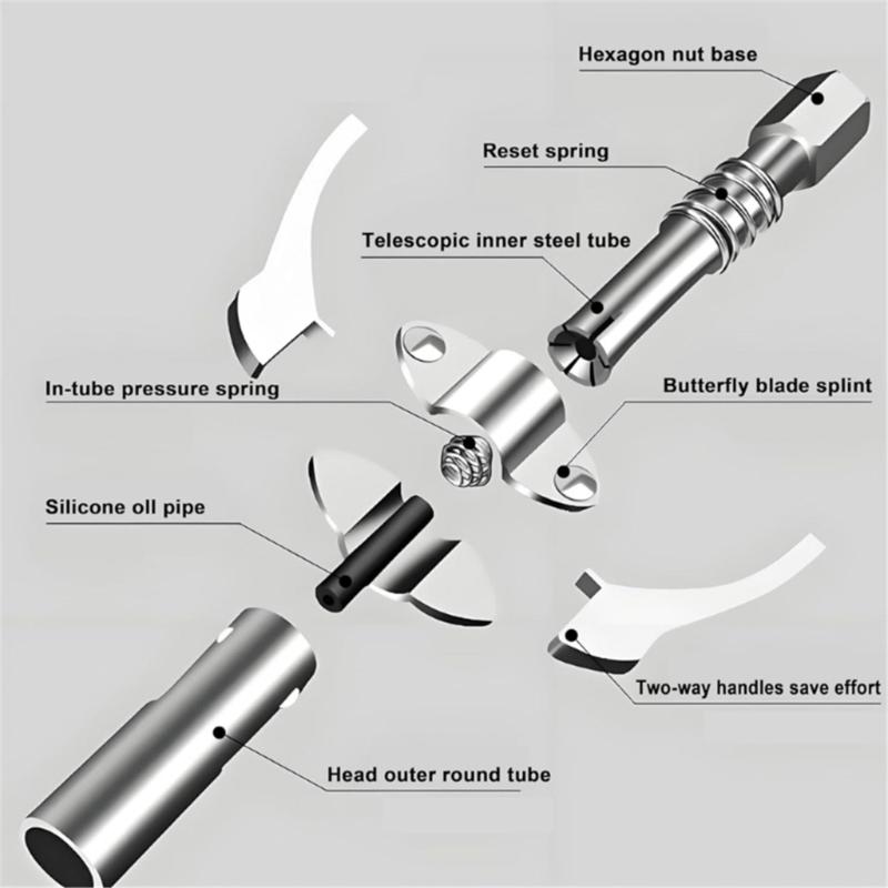 Grease Guns Needle Nozzle Couplers Adapter Lubrication Tool with Double Handle for Hard to Reach Fittings Repair Shops