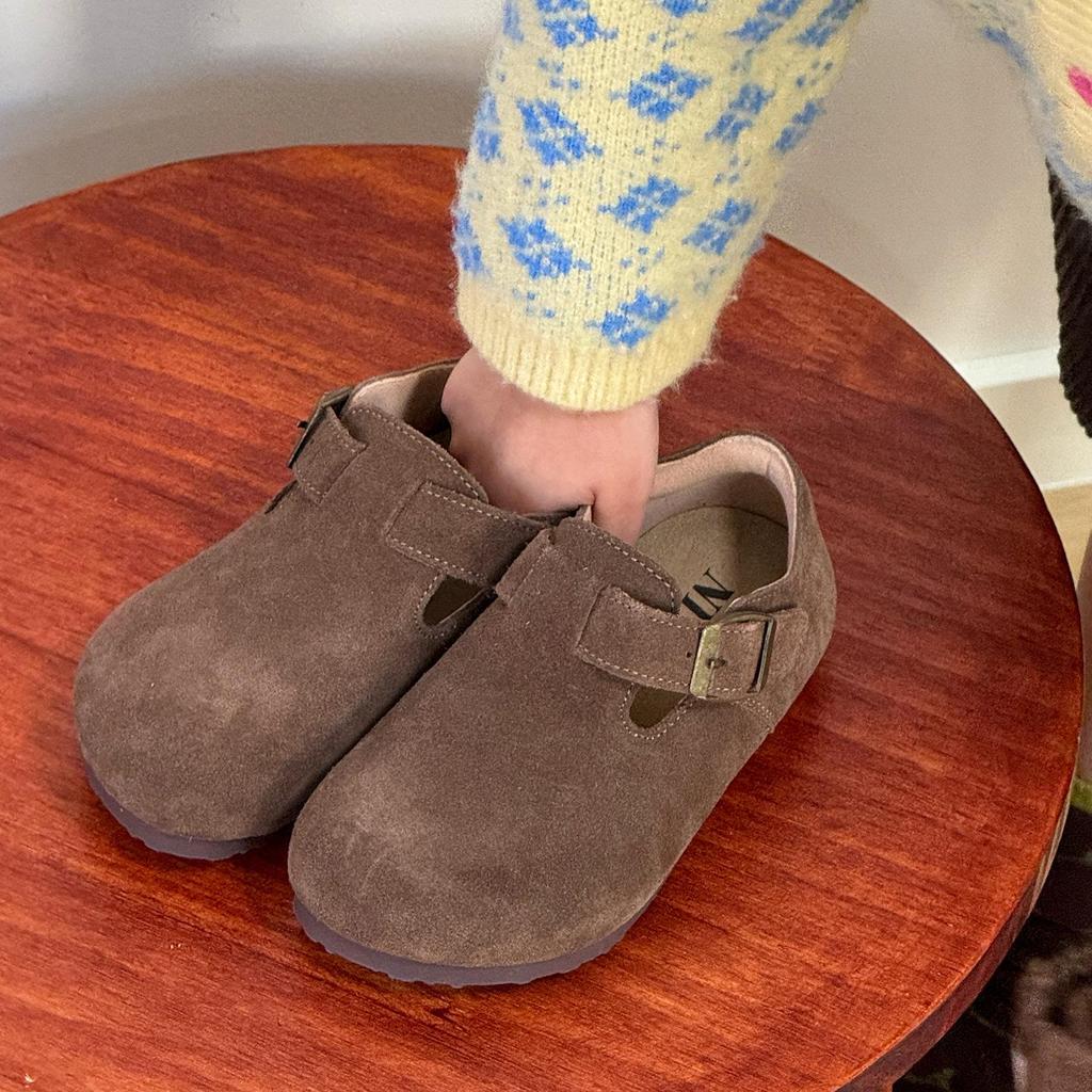Children's Birkenstock Genuine Leather Shoes - 2024 Autumn Collection, Fashionable Korean Style for Girls