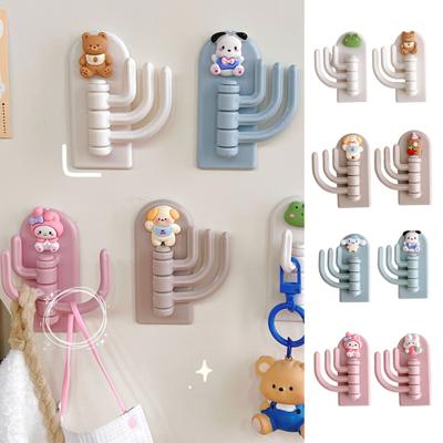 Nøkkelring Krok Vanntett tegneseriefrosk Ingen stansing Ikke-merking Sticky Storage Tre-kroker Veggmontert Roterende Krok Vegghenger Husholdningsoppbevaringsverktøy