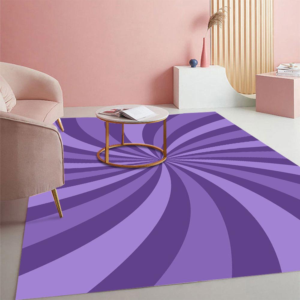 Retro Curved Checkered Pattern Area Rug Anti-slip Wear-resistant Indoor Floor Carpet Wave Grid Decor Mat for Living Space