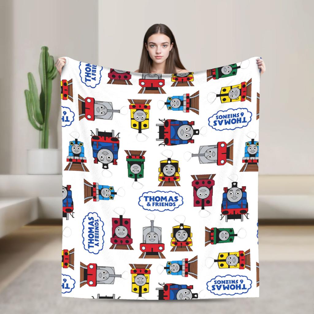 T-Thomas The Train Friends Flannel Blanket Cartoon Railway James Soft Warm Bedding Throws for Home Decor Picnic Sofa Bed Cover