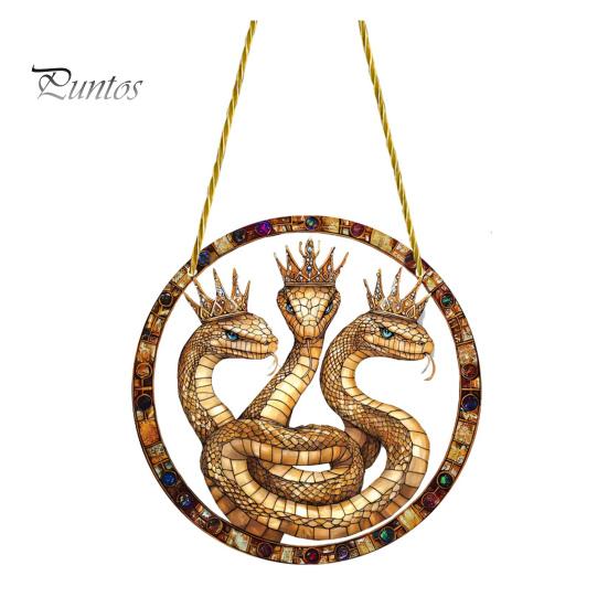 

2D акриловый змея орнамент корона золотые змеи подвесное украшение змея кулон с шнурком для стены окна домашнего двора декор Snake
