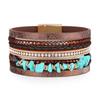Stein Lederarmband für Frauen Retro Multilayer Kristall Armreifen Schmuck Geschenke