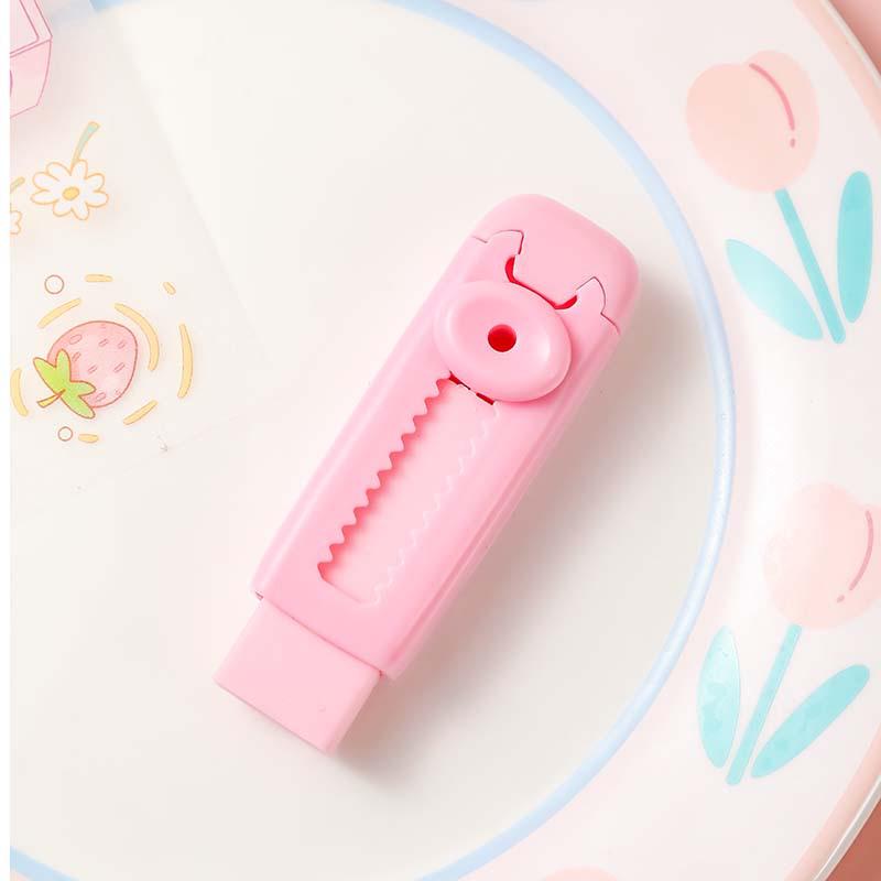 Cream-Colored Retractable Eraser: Push-Pull Design, Low-Dust, No Marks, Ideal for Students