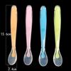 1pc Food Grade Silicone Cute Baby Feeding Tableware Non-Slip Baby Trainning Spoon with Storage Box