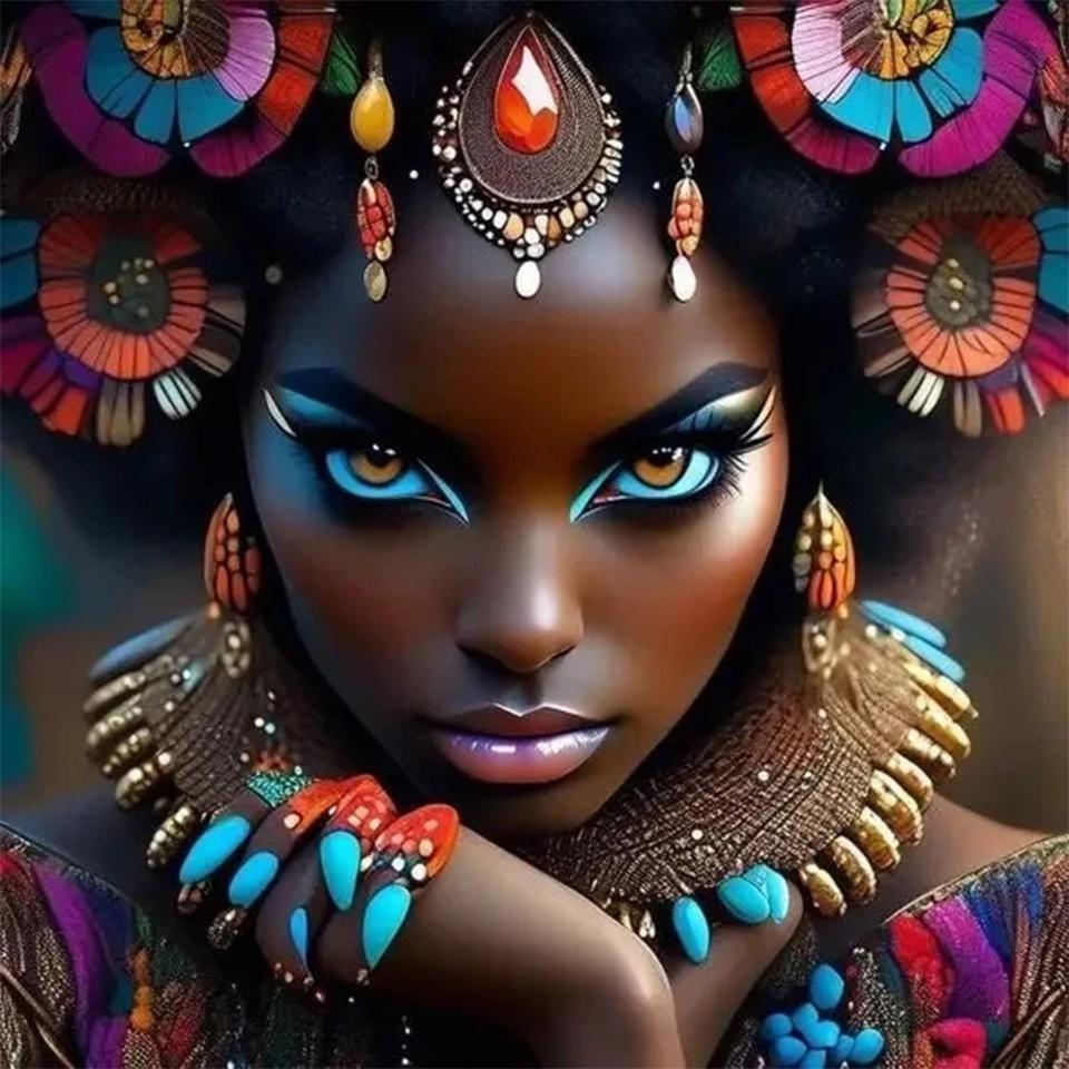 5D DIY African Women Diamond Painting Mosaic Sale Full Square Round Diamond Painting DIY Embroidery Picture Of Rhinestones