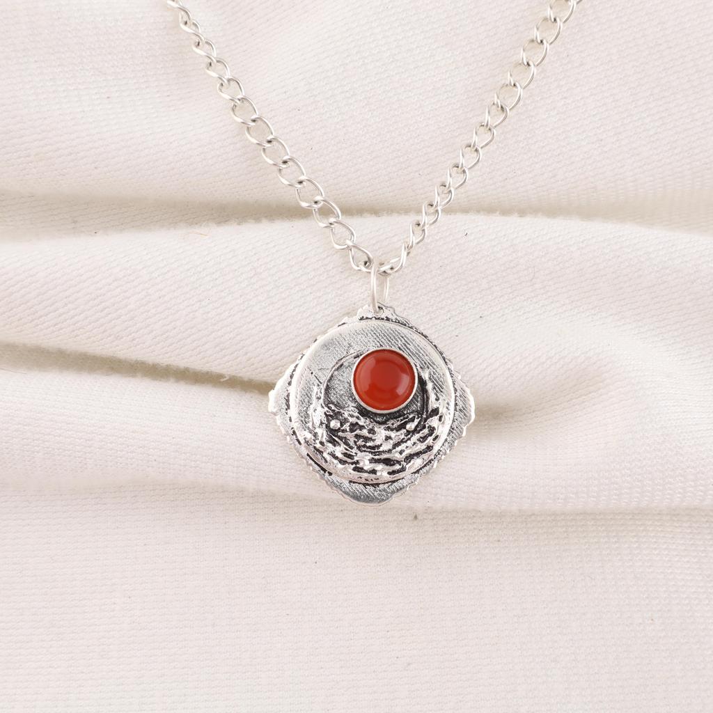 Carnelian 925 Solid Sterling Silver Pendant, Handmade Gemstone Pendant Jewelry, Gifts For Wife Brand New Pendant