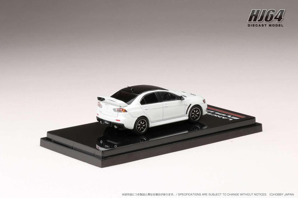 HJ64 1/64 Mitsubishi Lancer Evolution X FINAL EDITION with engine display model, White Pearl/Black Roof, Finished Product