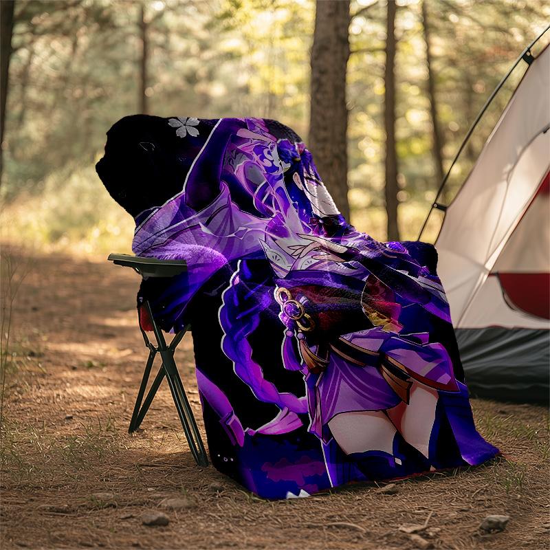 1pc Genshin Impact Beelzebul2 Theme Blanket - Digital Print, Polyester, Cozy for All Seasons, Perfect for Outdoor, Camping, and Travel