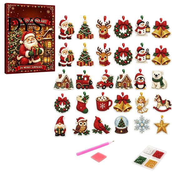 Regalo di Natale Creativo per Insegnanti Ornamento Calendario dell'Avvento, Kit Fai da Te Pittura Diamante Finta, Hobby Artigianali Curativi Sollievo dallo Stress Scintillante da Appendere