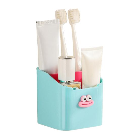 

Настольная полка-органайзер с несколькими отделениями Держатель для зубных щеток с наклоном 45 градусов Полый дизайн Дренаж Быстросохнущий Без сверления синий
