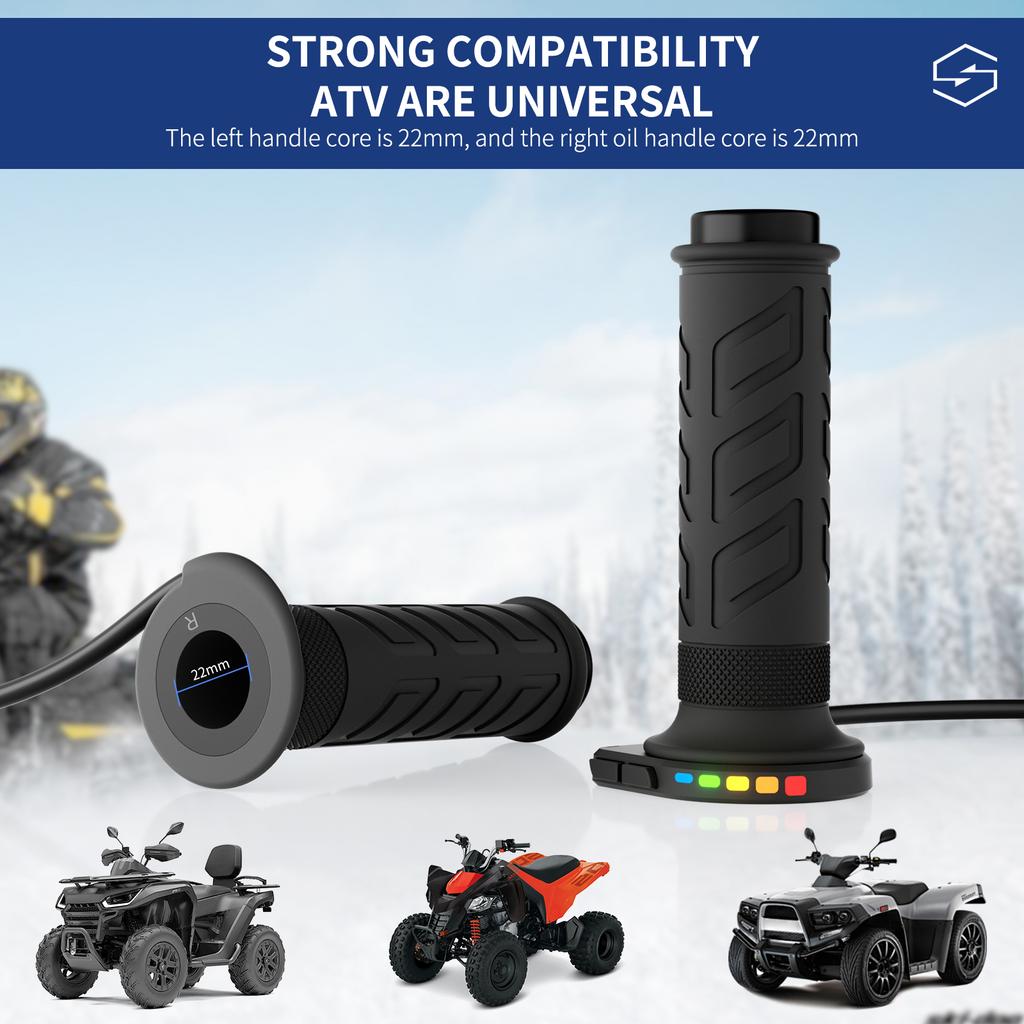 1 Pair 12V 22mm Motorcycle Hand Heated Grips 5-Gear Temperature Adjustable Electric Heating Handle Universal Motorcycle Hot Grip