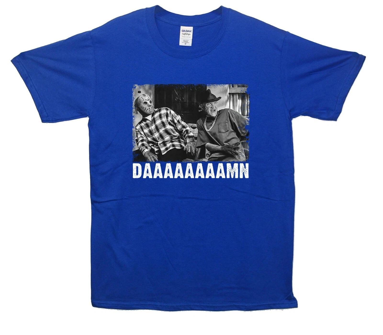 Freddy Krueger & Jason Daaaaamn Printed T-Shirt Funny Halloween Horror 2XL