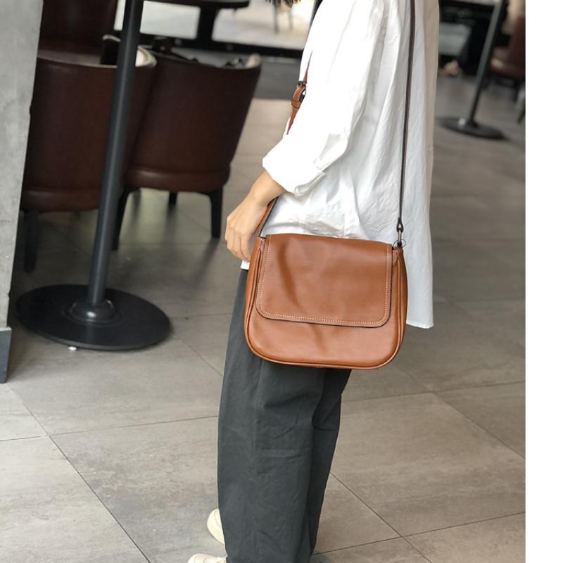 Jednoduchá dámská kabelka z pravé kůže Volný čas Univerzální přírodní pravá hovězí kůže Jednobarevné kabelky přes rameno a crossbody