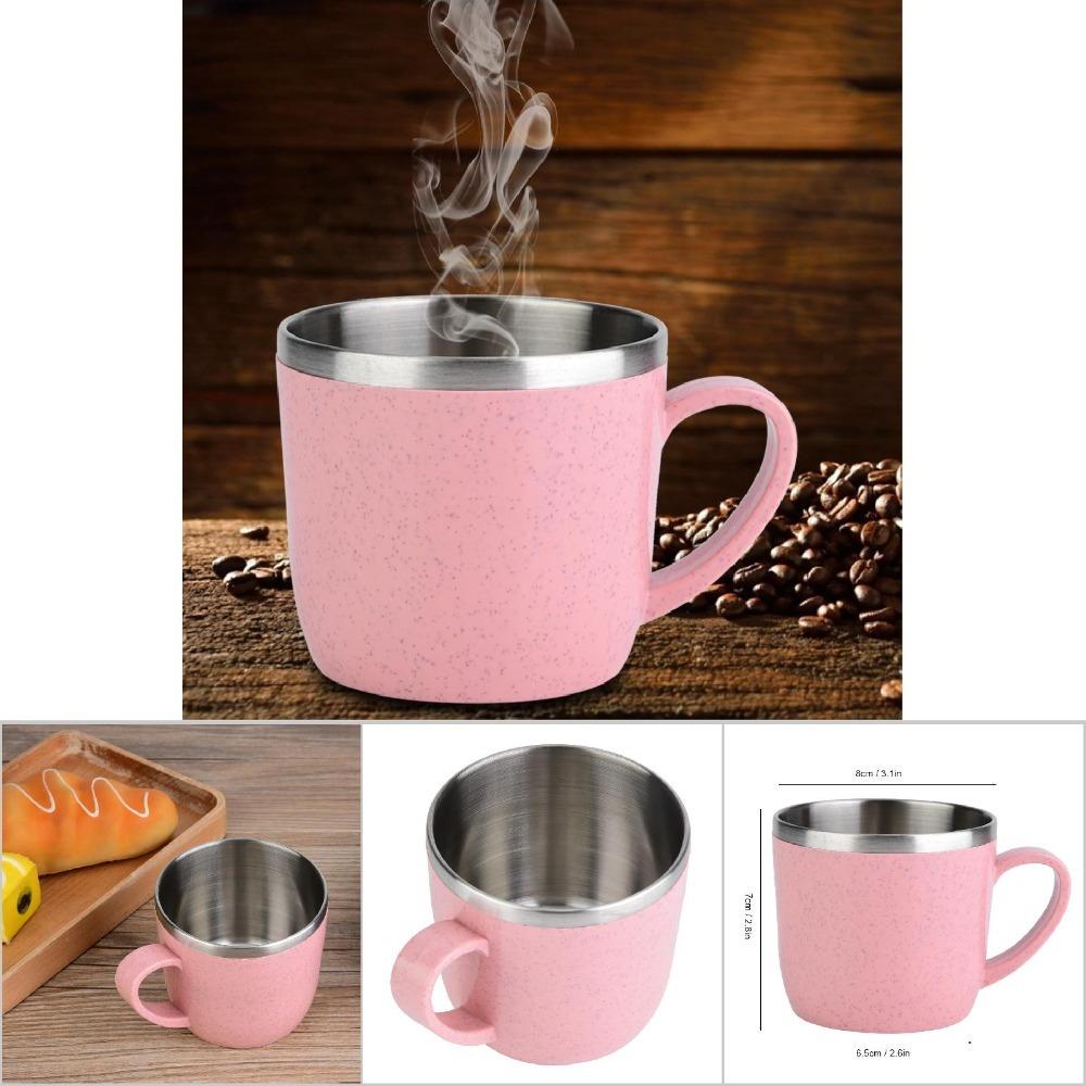 Insulated Wheat Straw Cup Stainless Steel Travel Mug Coffee Mug Water Cup Office Use