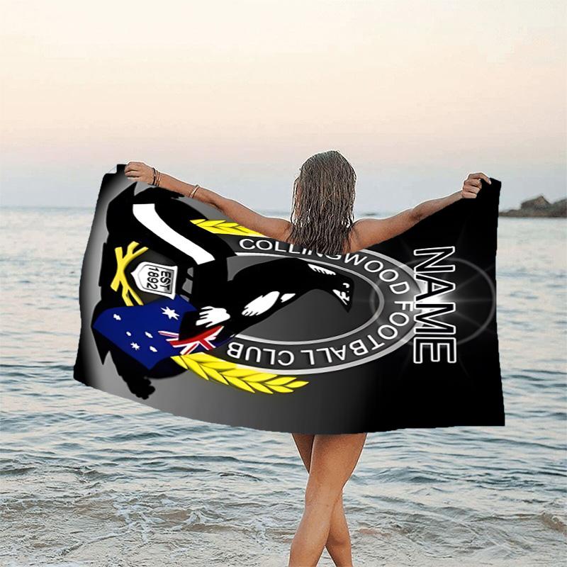 1pc Football2 Beach Towel with Custom Name, Beach/Swimming/Bath/Picnic/Camping Towel, Suitable for Seaside Beaches