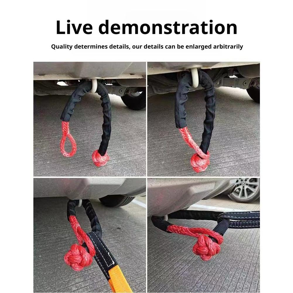 Soft Shackle Synthetic Rope Heavy Duty Vehicle Recovery Tow Strap Vehicle Tow Rope for Truck SUV Jeep Off-Road Rescue
