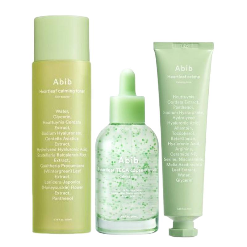 

Abib Heartleaf 3-Step Set (Skin Booster 200ml + Capsule Serum Calming Drop 50ml + Calming Tube 75ml) Soothing & Barrier Care