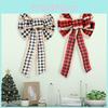 Charming Tri-color Plaid Christmas Bow Crafted From Fabric For Holiday Decor
