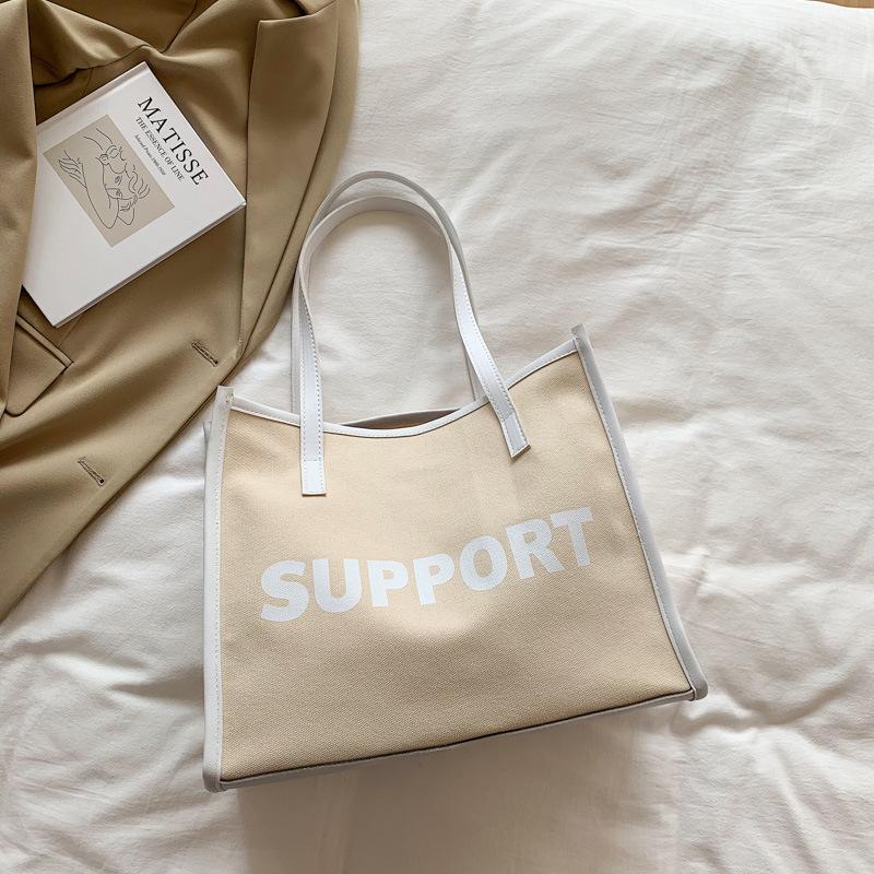 Женская сумка-тоут из холста с надписью — фото 5