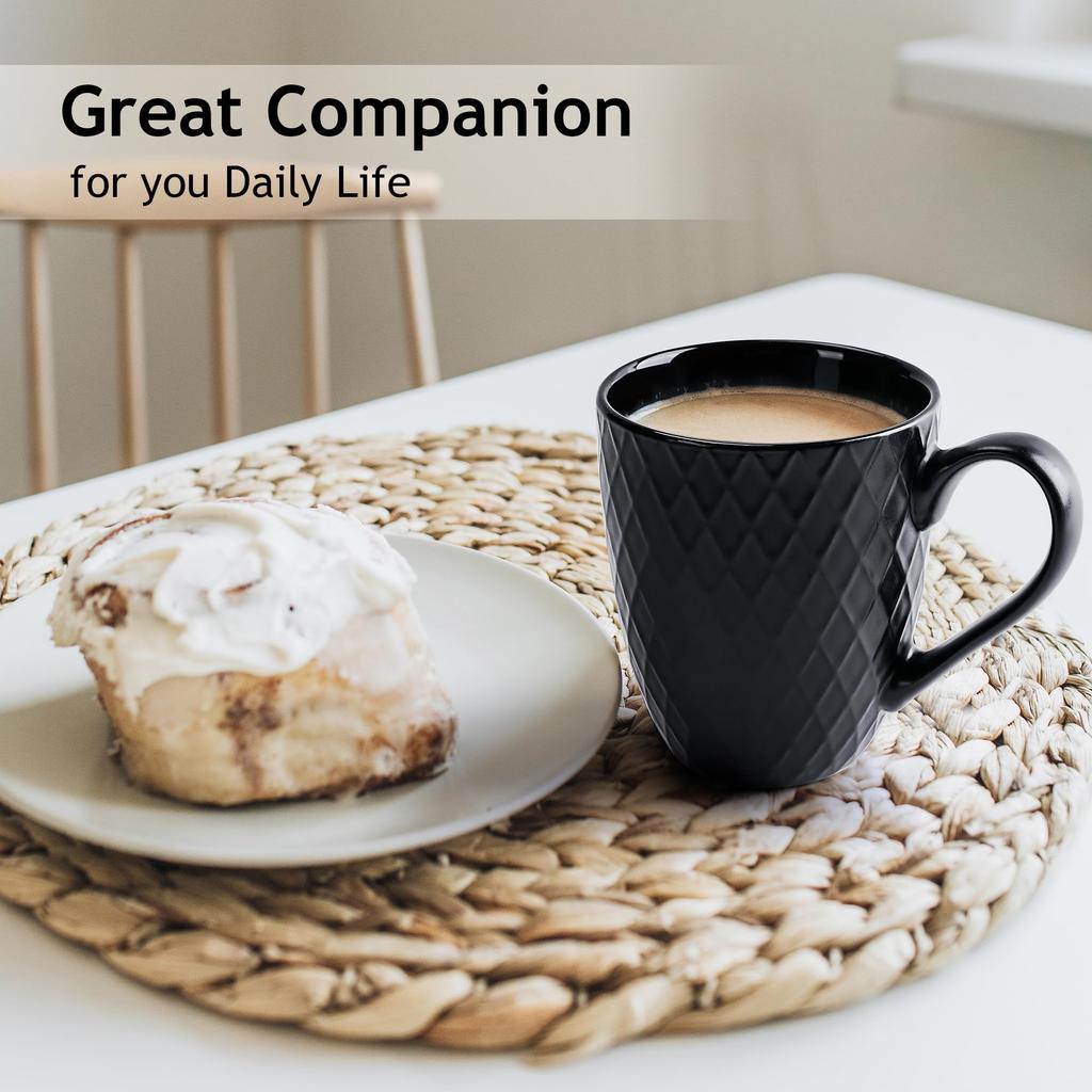 MIAMIO 400 Ml X 6 Coffee Mug Modern Ceramic Mug Mat Large Coffee Mug Palmanova Collection - - Set/Mug - - - (Black)