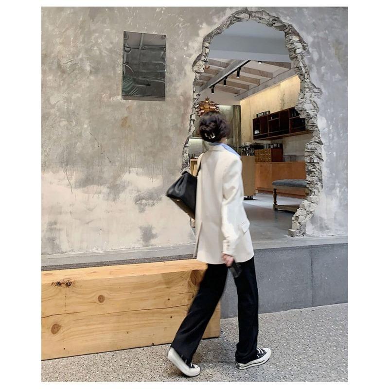 Damen Schicker Schwarzer Blazer Frühling Herbst Lässig Locker Geschnitten Slim Koreanischer Stil Kleine Größe Trendige Jacke