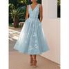 Women'S Dress Banquet Evening Dress Sleeveless Vest V-Neck Digital Printed Dress
