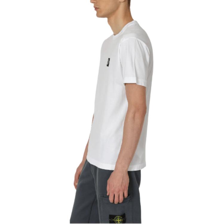 Stone Island Garment Dyed Logo T-Shirt White Men Tops 791524113-A0001