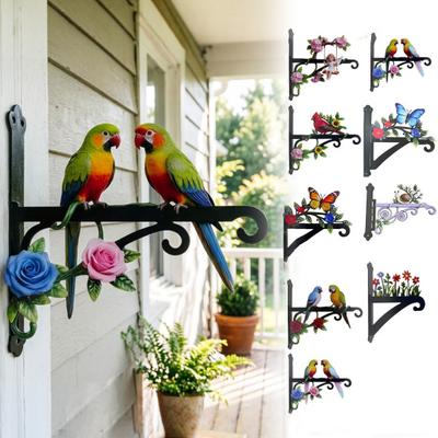 Metall-Pflanzenhänger Wandhaken Robuster Hängekorbhalter Dekorative Papagei Katze Blume Schmetterling Wandhaken für Pflanzgefäß