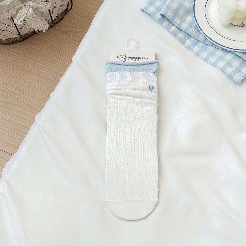

Rolled-edge Thin Ankle-length Socks - Children s Pile-up Socks - Summer/autumn Striped Fabric Label - Boneless Socks 1 pair