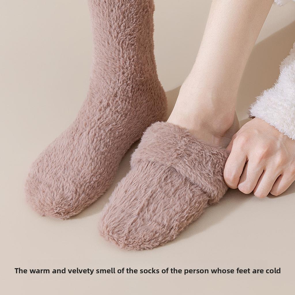 Autumn and Winter Coral Fleece Socks - Children's Thick and Warm Non-Fluffy Mid-Calf Socks with Fleece - Home Sleep Socks