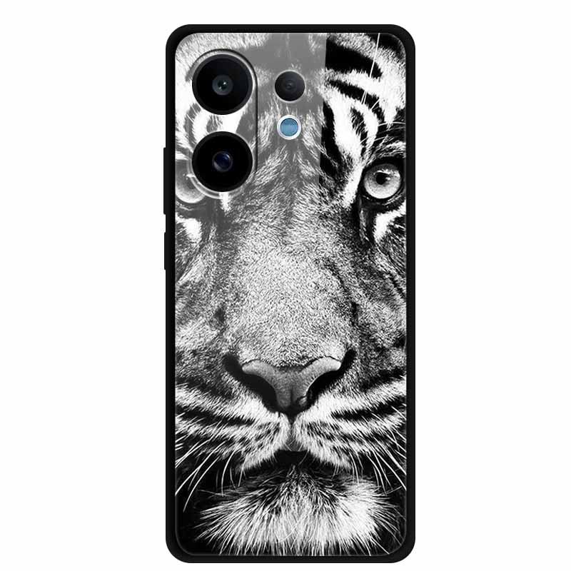 For Vivo V60 5G Glass Case Fashion Cool Animal Tempered Glass Back Cover Case For Vivo V 60 2025 Phone Cases 6.77" Fundas Coques