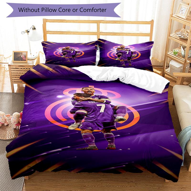 Ronaldo's Iconic Number Seven Bedding Set, Breathable Duvet Cover with Pillowcases, Soft Bed Linen for Bedroom Home Decoration, Perfect Festival Birth