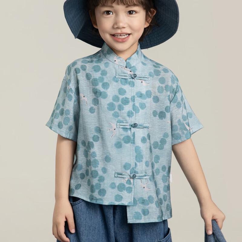 Boys  Lightweight Tencel Cotton New Chinese Style Printed Shirt 90 cm