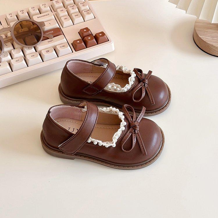 Children's small leather shoes 2025 spring and autumn new Korean version of versatile bow princess shoes girls soft-soled casual shoes