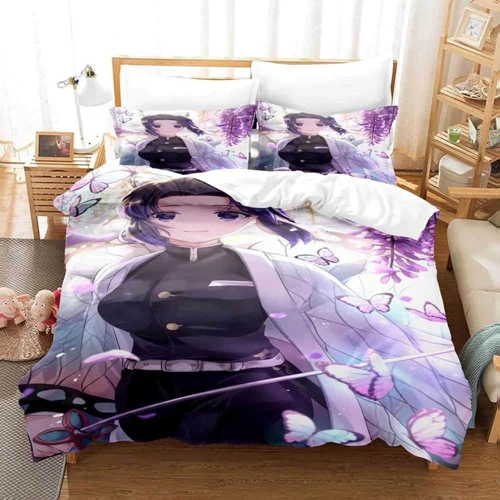 3D Printed Anime Bed Sheet Demon Slayer Bedding Set Single Twin Full Queen King Size Bed Set Adult Kid Bedroom Duvet Cover Sets