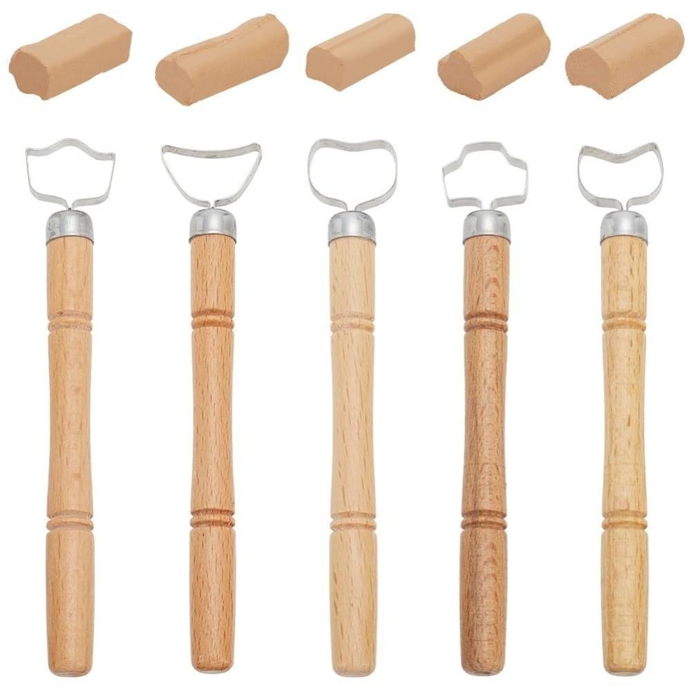 5 Pcs/set Texture Sculpture Pottery Tool Diy Craft Pottery Handle Making Tool  Handle Shaping