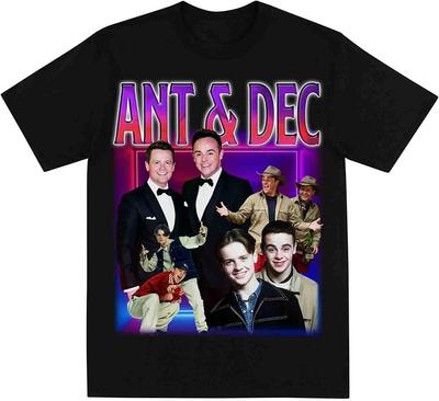 T-shirt Hommage ANT & DEC Homme T-shirt Femmes T-shirts Vintage Unisexe Haut Tee Années 90 Noir