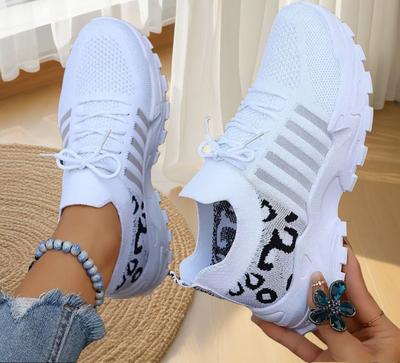 Mode Hochwertige Sportschuhe für Damen Leicht Atmungsaktiv Damen Freizeitsneakers Plateau-Sneakers Leopardenmuster Weiße Schuhe