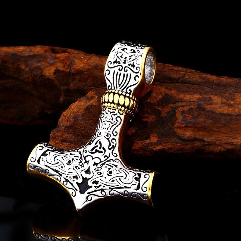 BEIER thor's hammer mjolnir pendant necklace viking scandinavian norse viking necklace with stainless steel chain BP8-384
